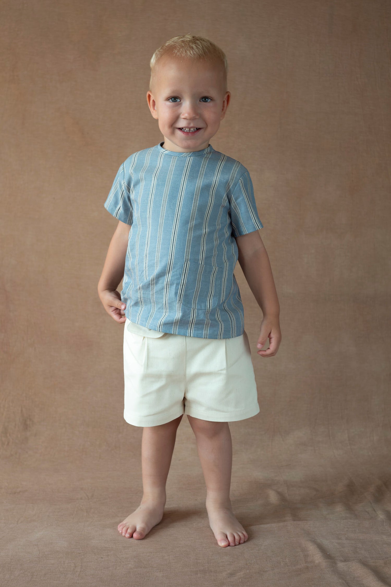 Popelin Blue Striped Shirt with Pocket