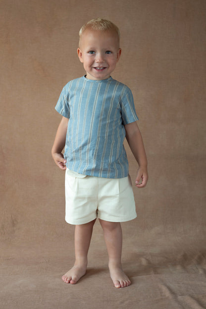 Popelin Blue Striped Shirt with Pocket