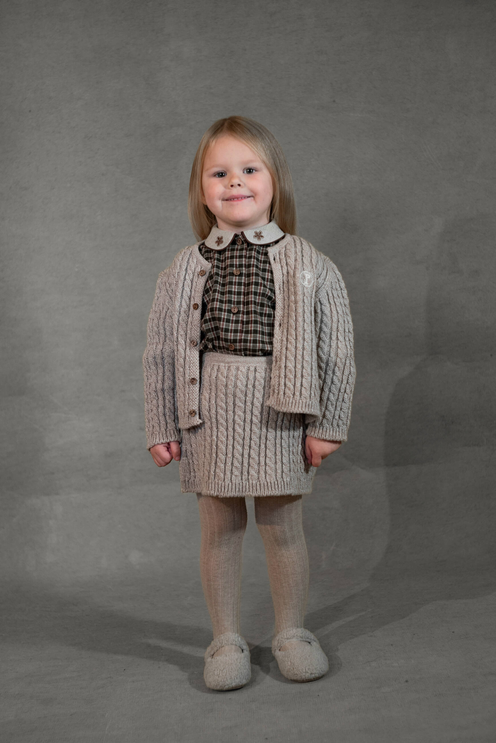 Popelin Sand Knitted Jacket