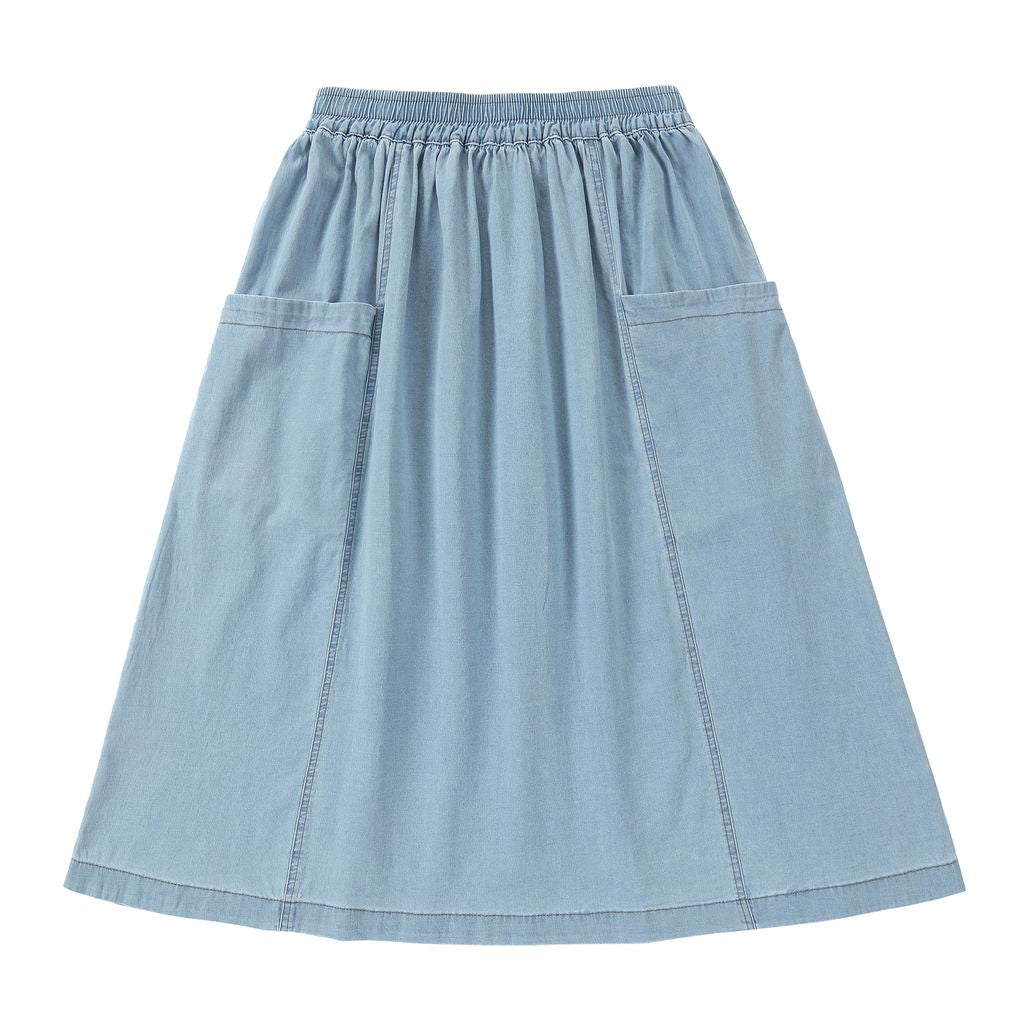 Duet Girls Light Denim Midi Pocket Skirt