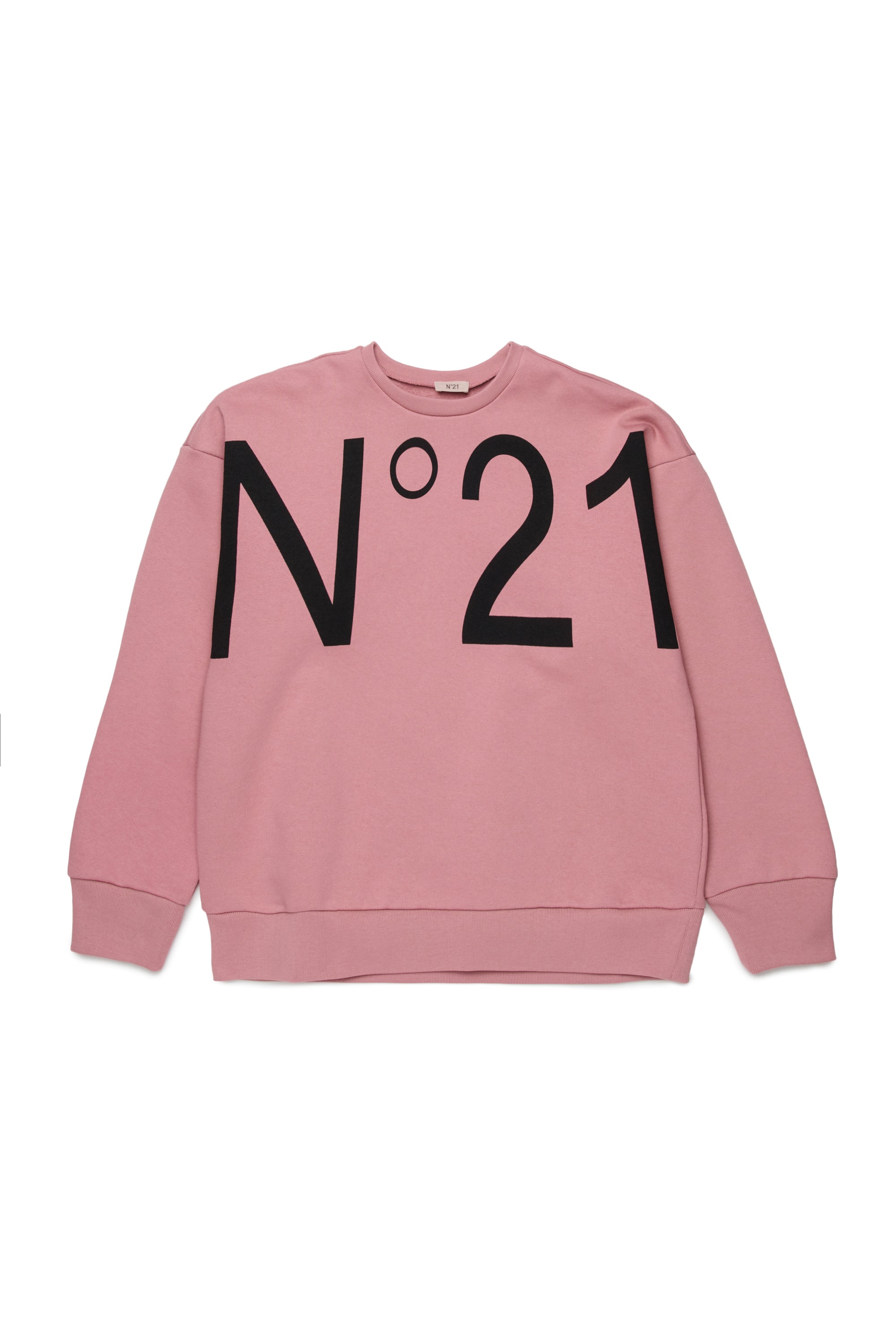 No21 Pink Drop Sholder Sweatshirt with Oversized Logo