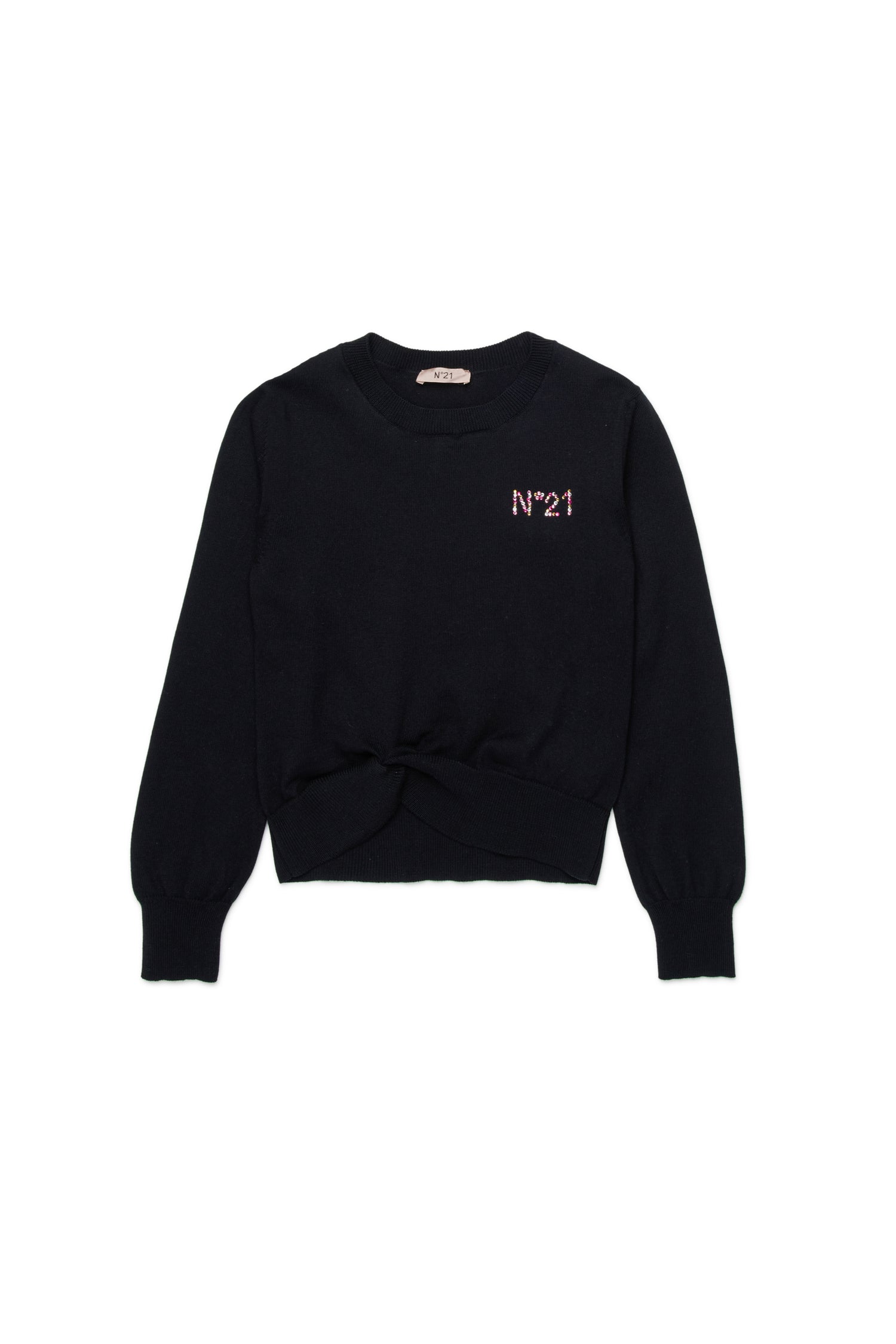 No21 Black Knit Sweater with Twisted Hem
