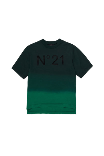 No21 Green Oversized Dio Dyed Logo Tee