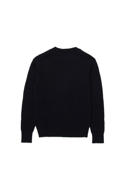 No21 Black Rib Knit Sweater with Tone on Tone Logo