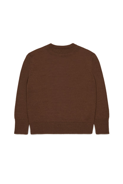 Nº21 Girls Brown Wool Blend Distressed Logo Sweater