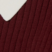 Nº21 Girls Maroon Long Sleeve Rib Knit Polo