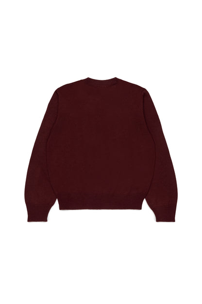 N21 Girls Maroon Knit Embroidered Contrast Logo Sweater