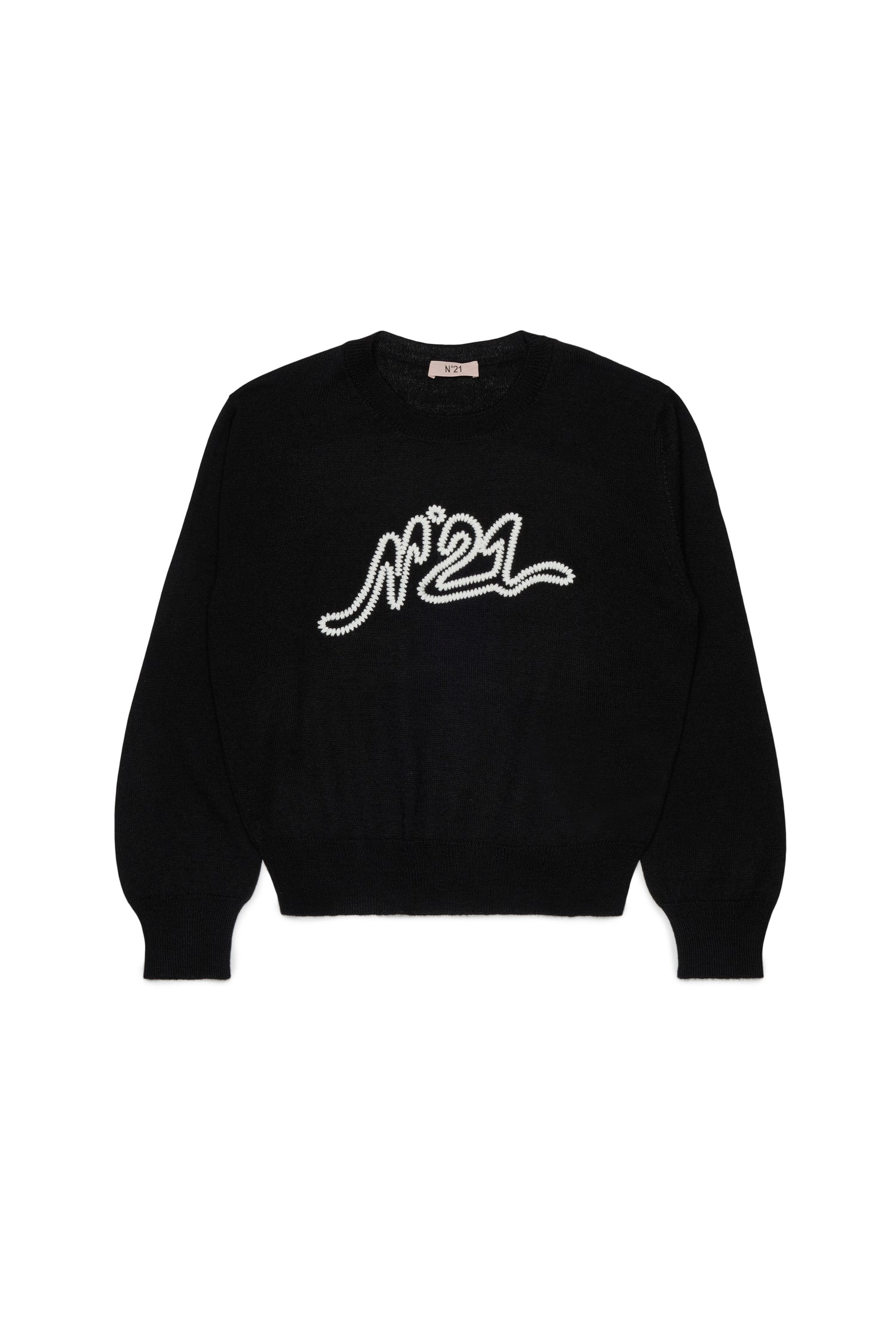 N21 Girls Black Knit Embroidered Sweater