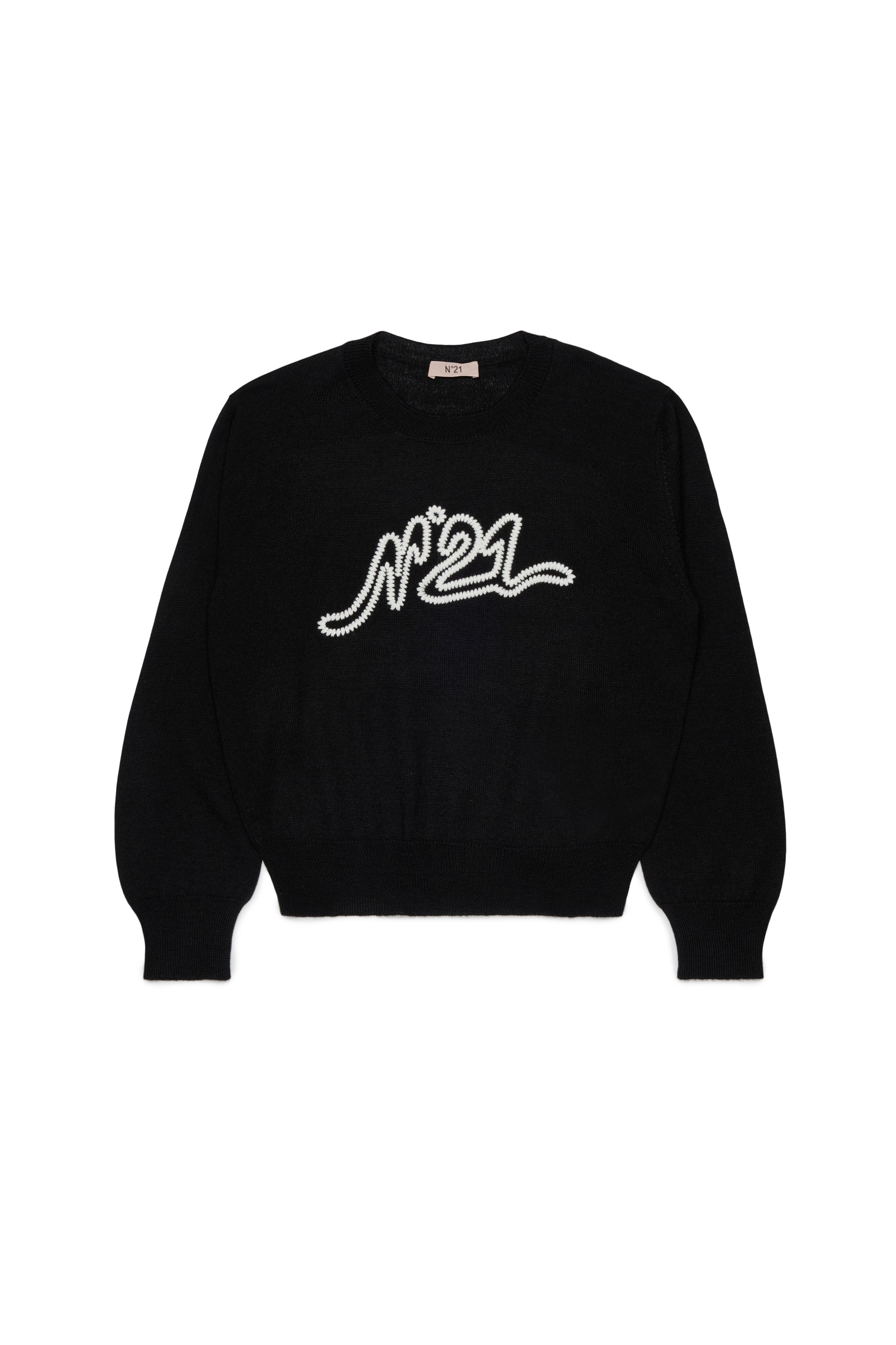 N21 Girls Black Knit Embroidered Sweater