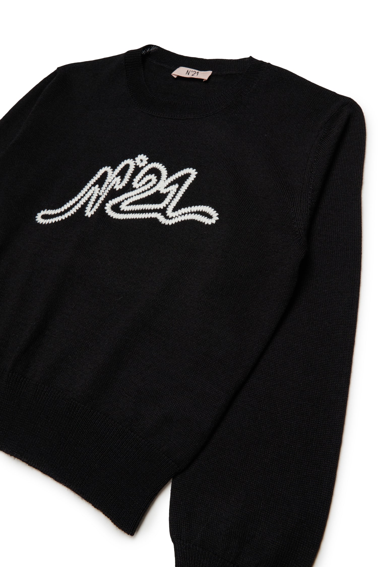 N21 Girls Black Knit Embroidered Sweater