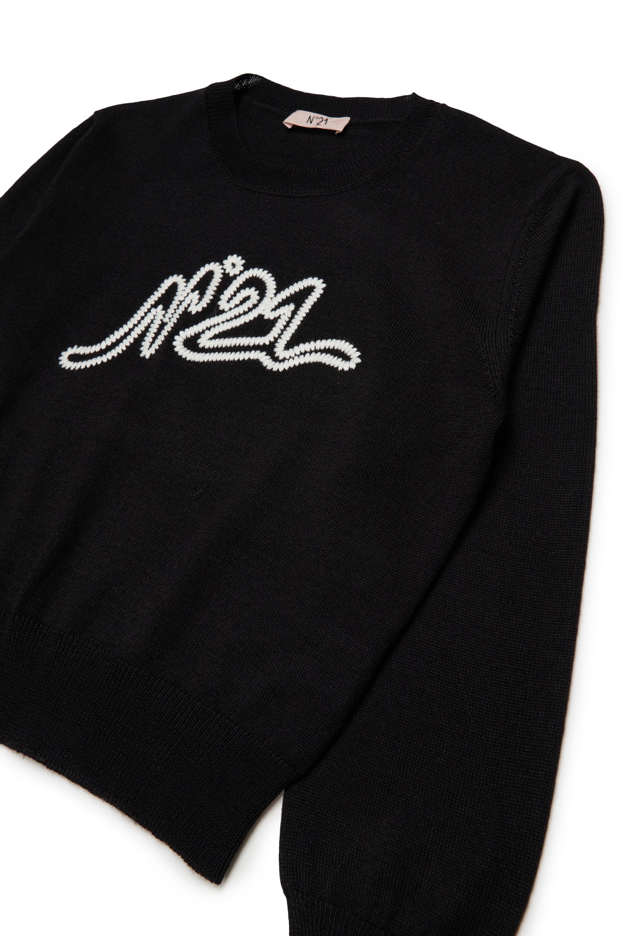 N21 Girls Black Knit Embroidered Sweater