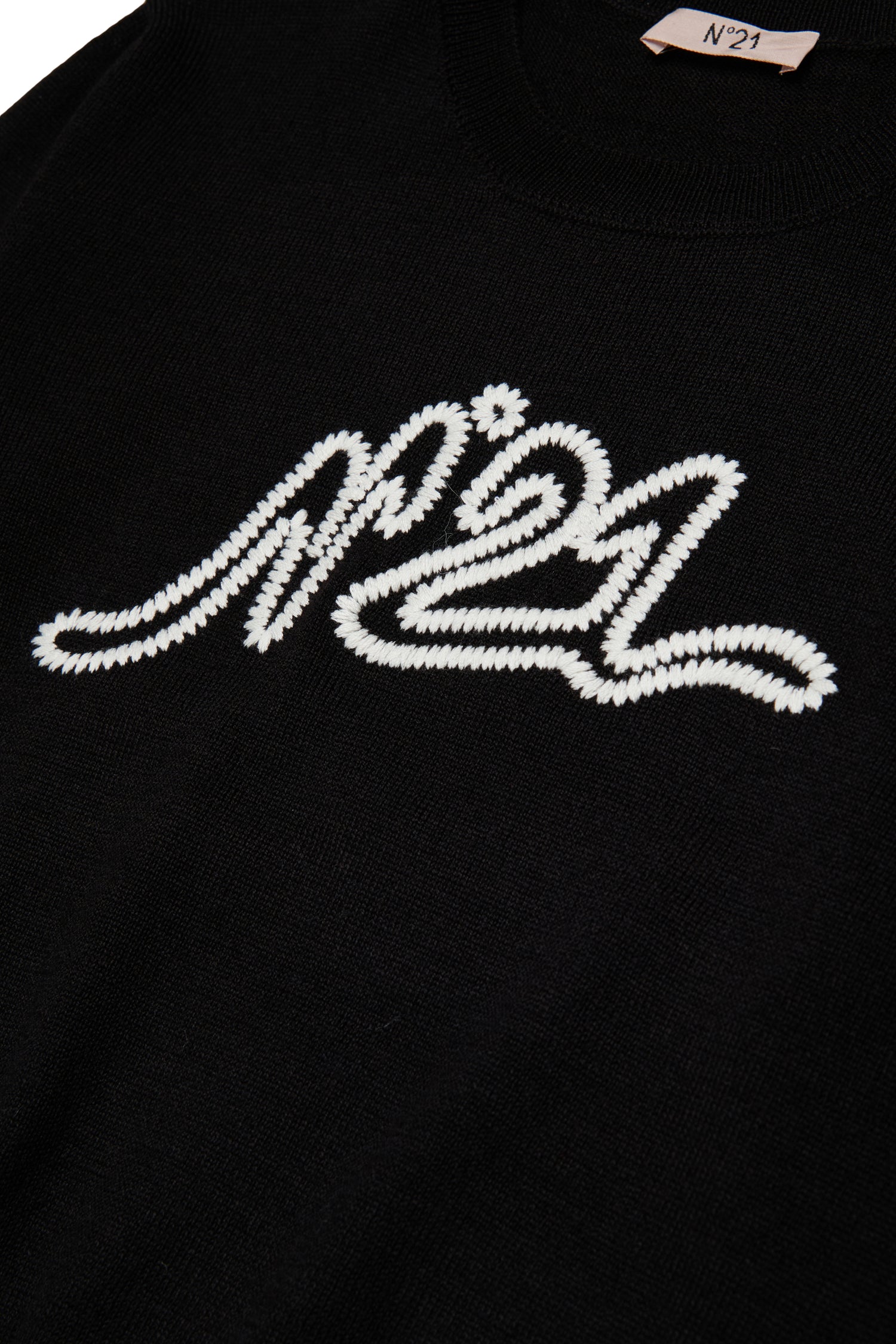 N21 Girls Black Knit Embroidered Sweater