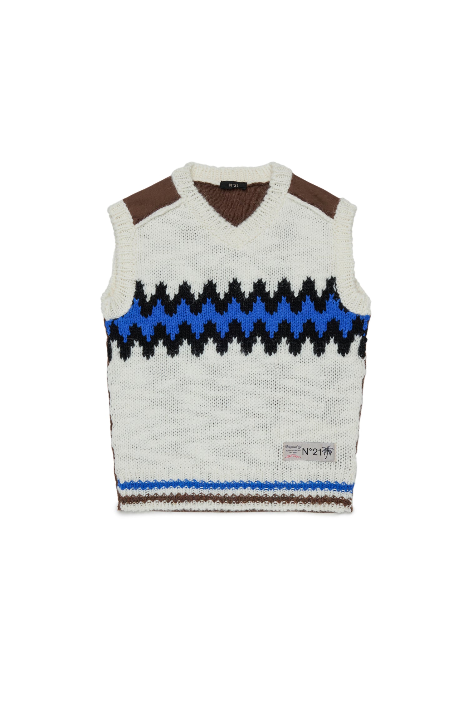 Nº21 Girls Off-White Knit Chevron Pattern Vest