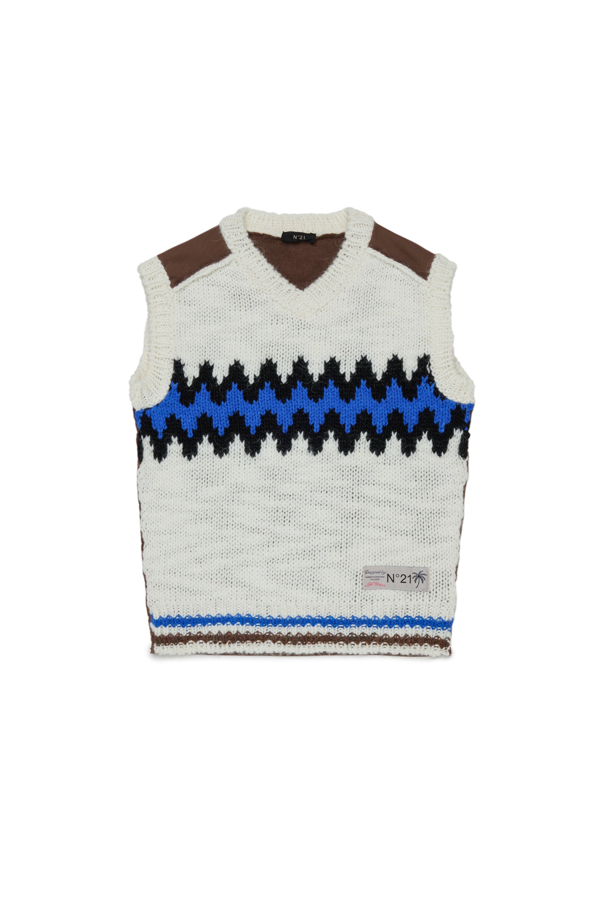 Nº21 Girls Off-White Knit Chevron Pattern Vest