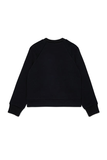 Nº21 Girls Black Logo In Multicolored Stones Sweatshirt