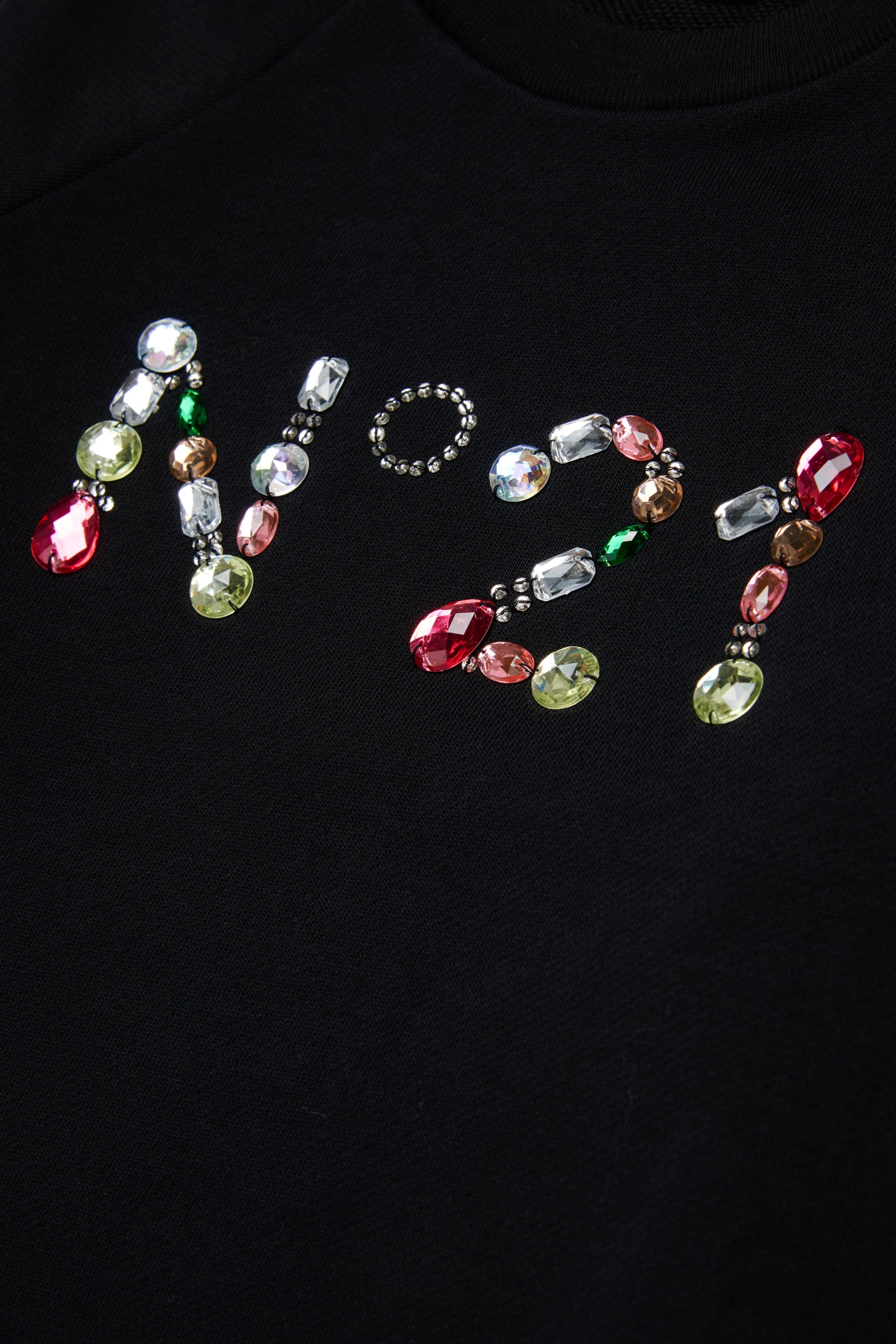 Nº21 Girls Black Logo In Multicolored Stones Sweatshirt