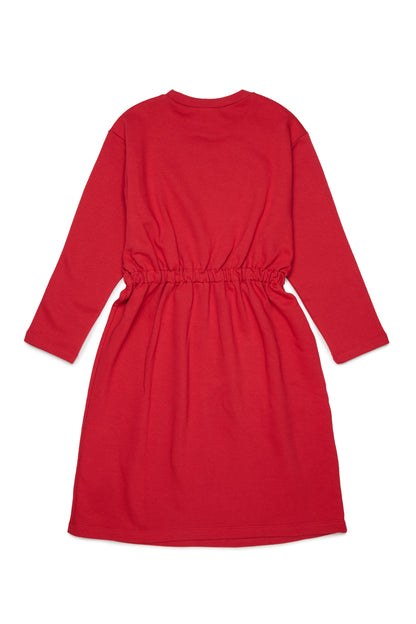 Nº21 Girls Coral Red Long Sleeve Midi Sweat Dress