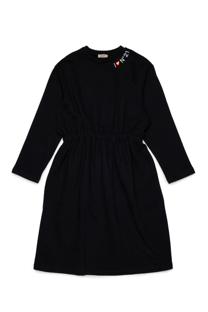 Nº21 Girls Black Long Sleeve Midi Sweat Dress