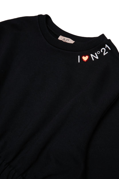 Nº21 Girls Black Long Sleeve Midi Sweat Dress