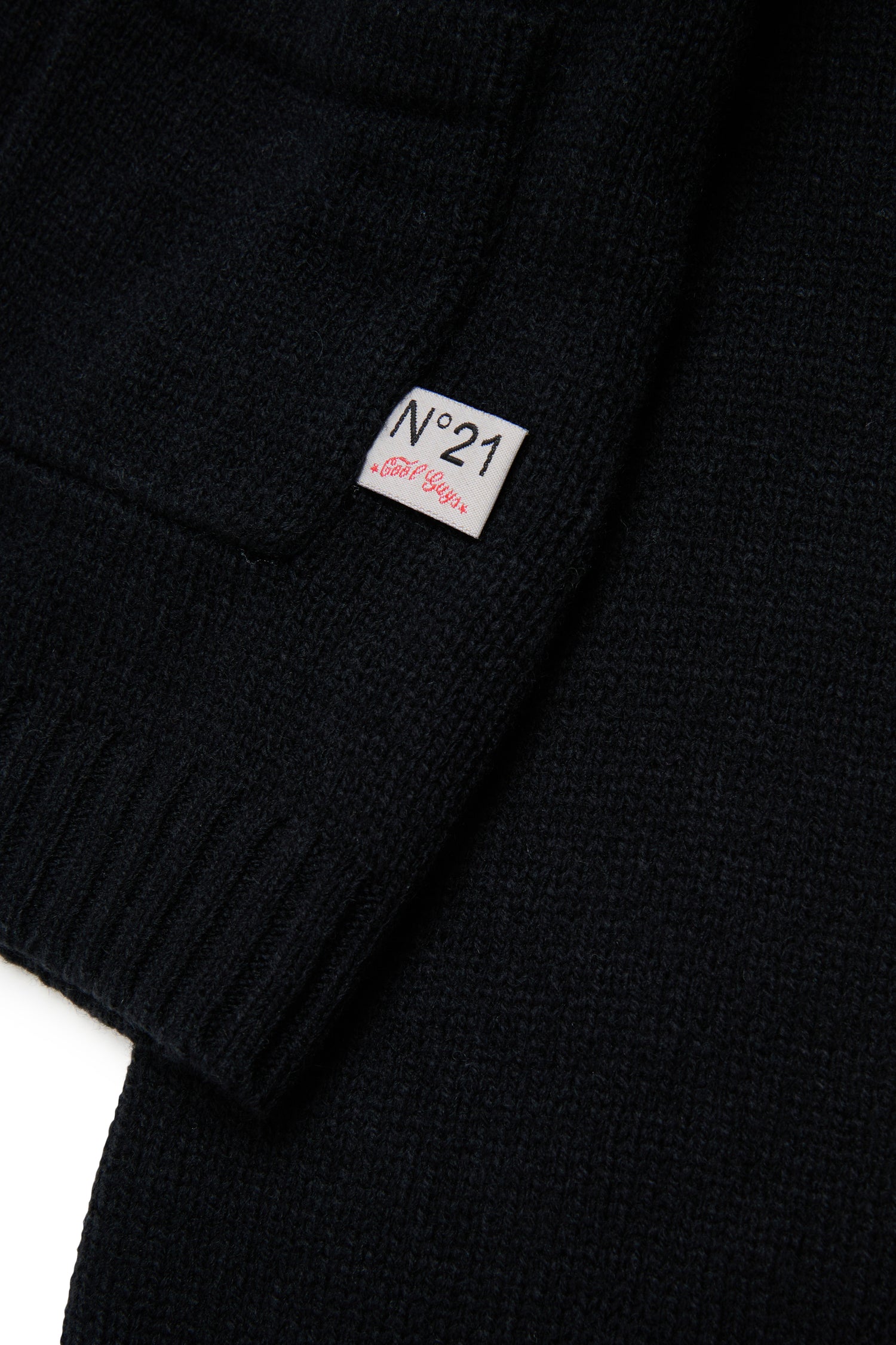 Nº21 Girls Black Knit Jacquard Flower Cardigan