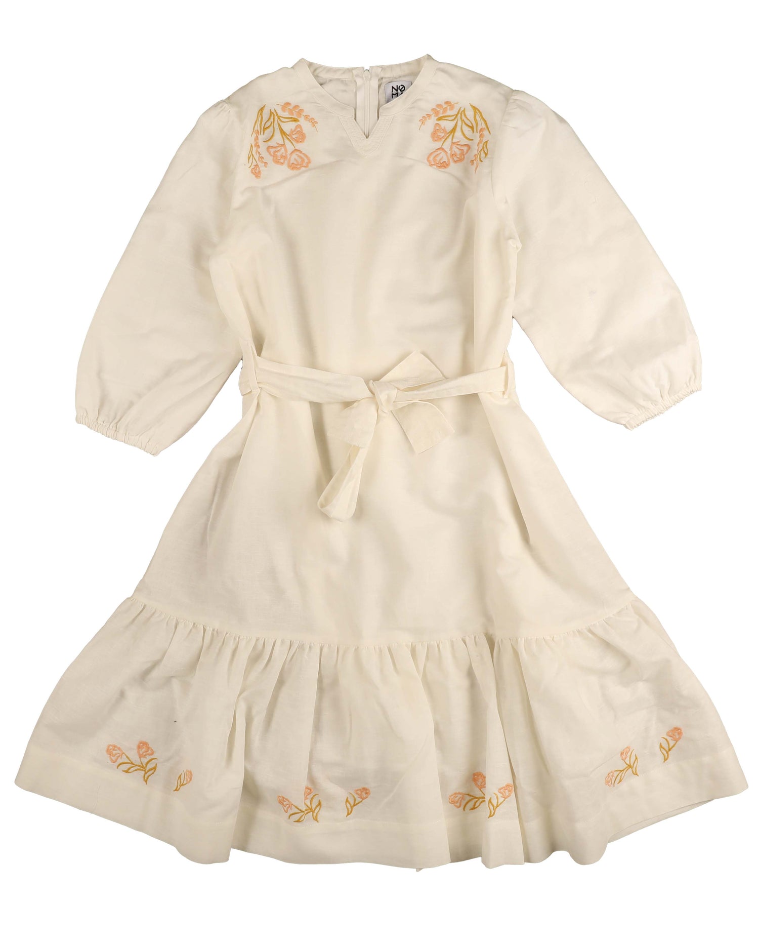 Noma White Mandarin Collar Embroidered Dress