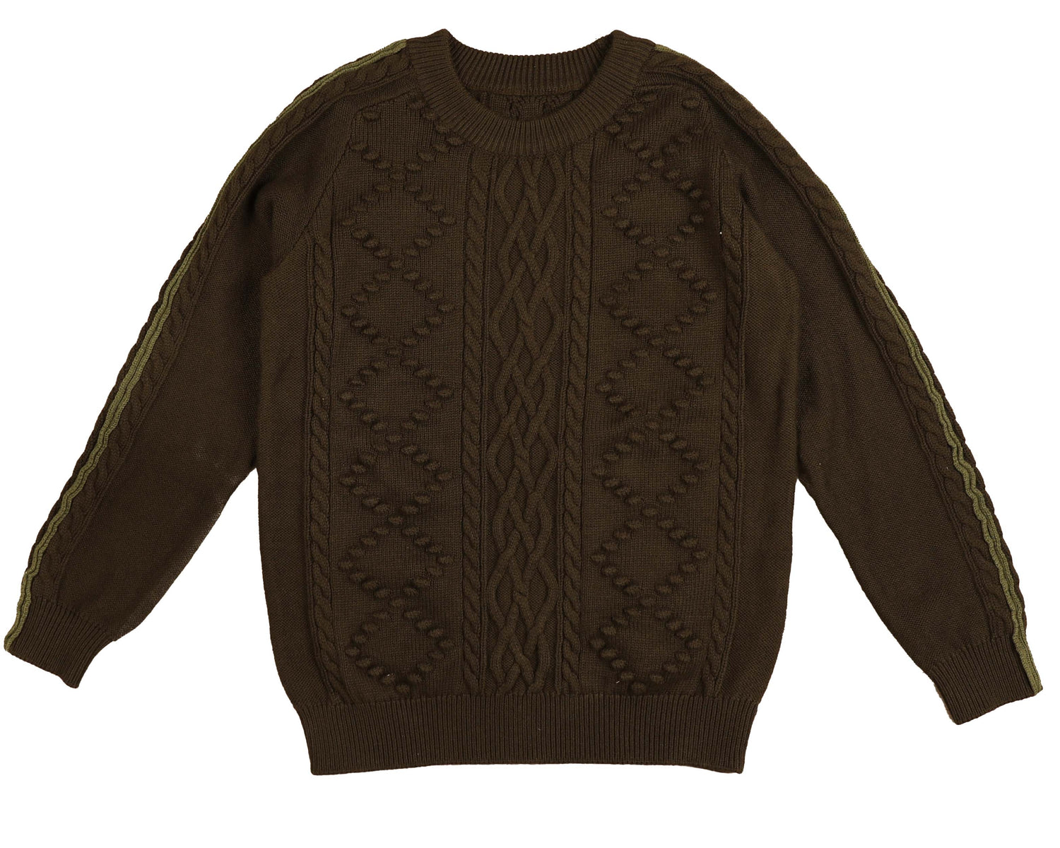 Noma Olive Sleeve Stripe Textured Knit Sweater