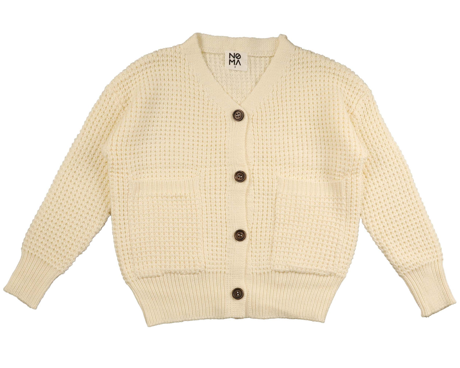 Noma Cream Waffle V Neck Cardigan