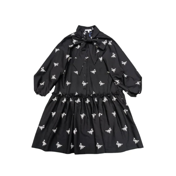 Piccola Ludo Girls Long Pandoro Bianco/Nero Dress