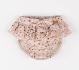 Popelin Pink Floral Print Double Frill Culotte