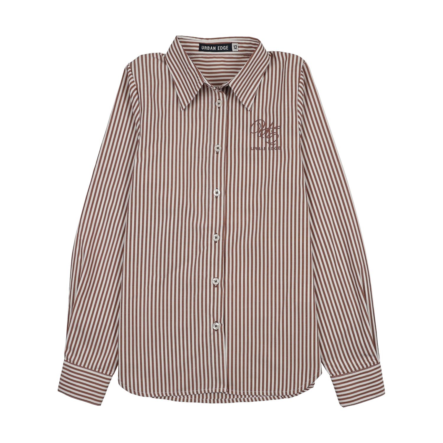 Urban Edge Teens Brown Pinstriped Shirt
