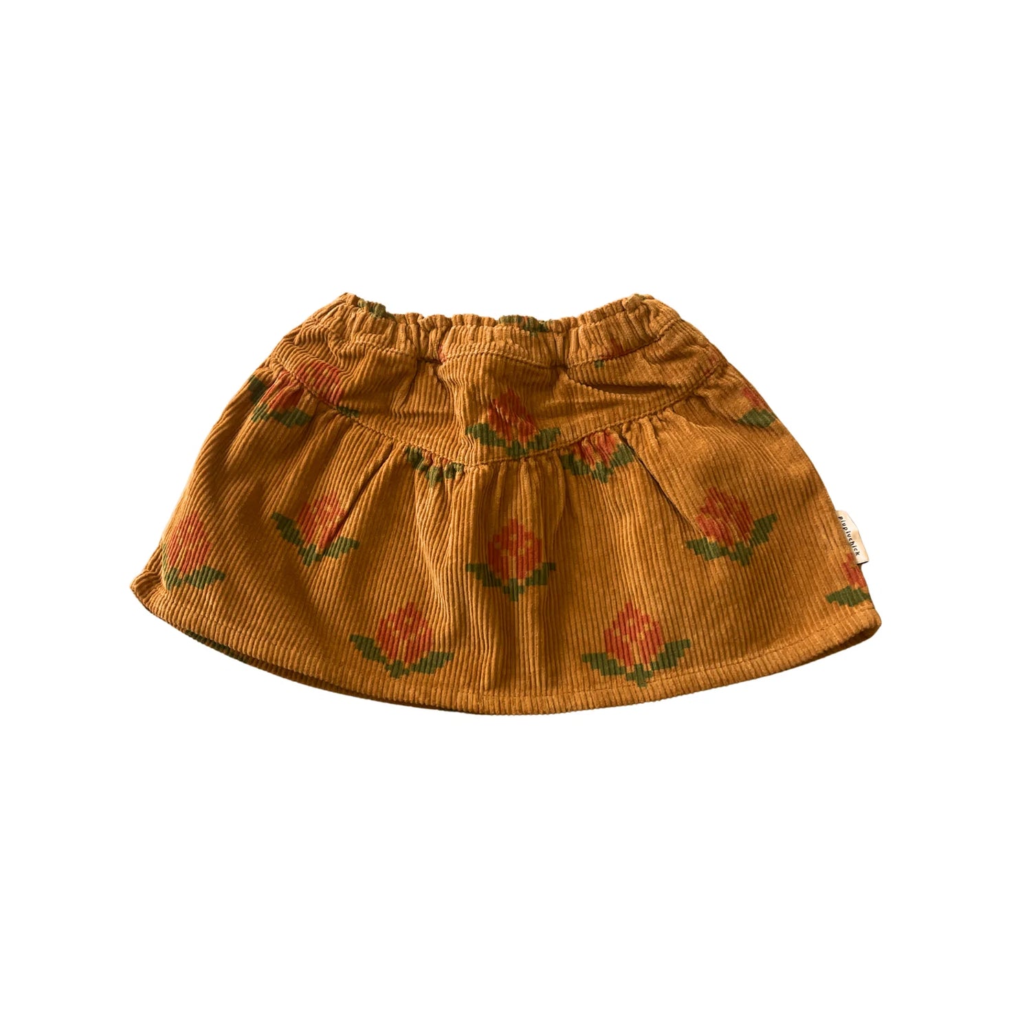 Piupiuchick Girls Camel Big Flower Pleated Short Skirt