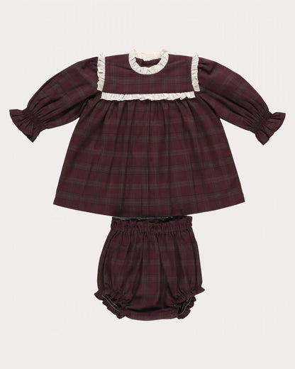 Early Sunday Baby Plum Lottie Dress With Matching Bloomer