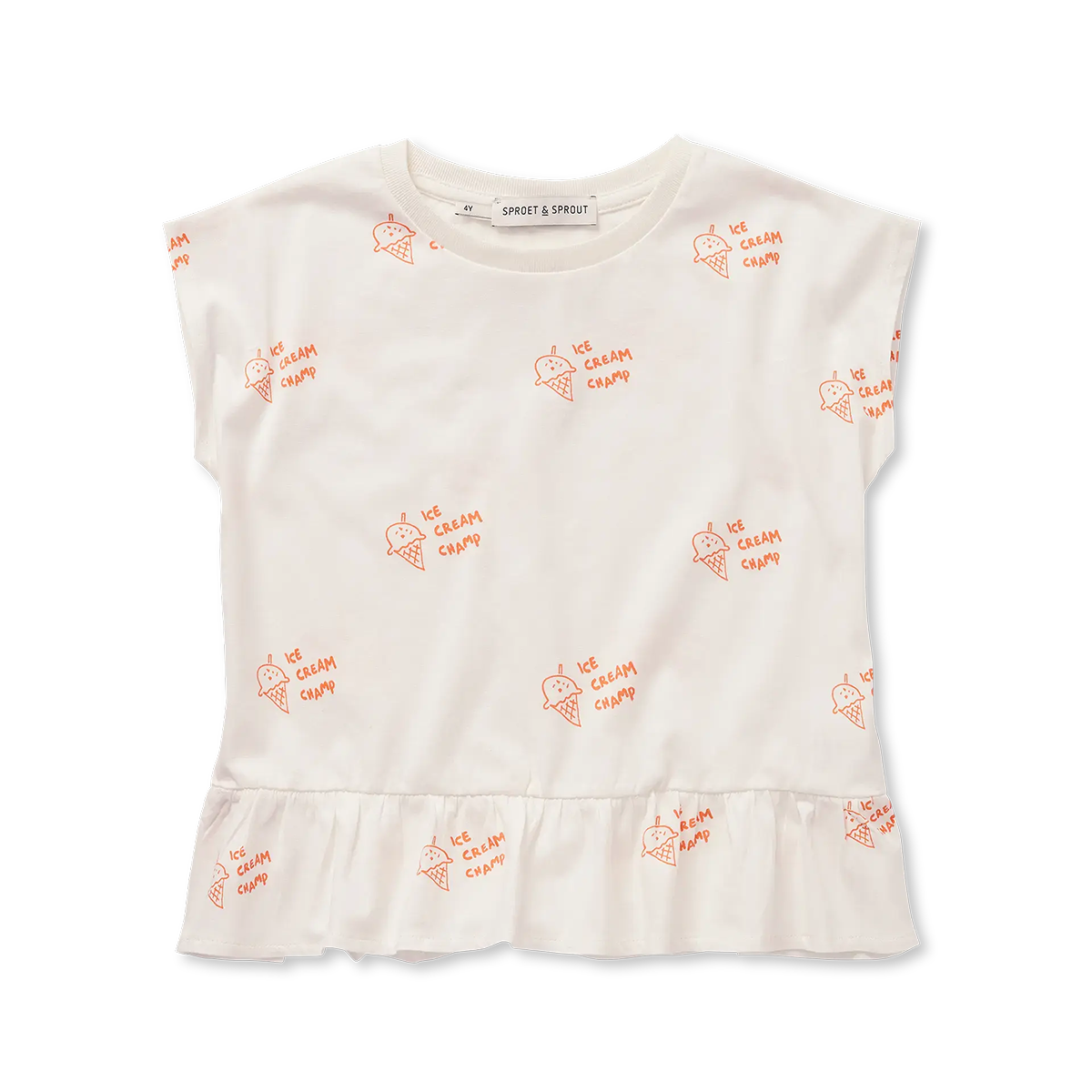 Sproet and Sprout Off-White Peplum T-Shirt Ice Cream Print