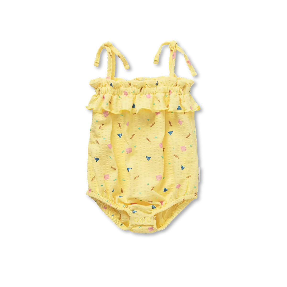 Sproet and Sprout Pastel Yellow Romper Ruffle Sprinkle Print