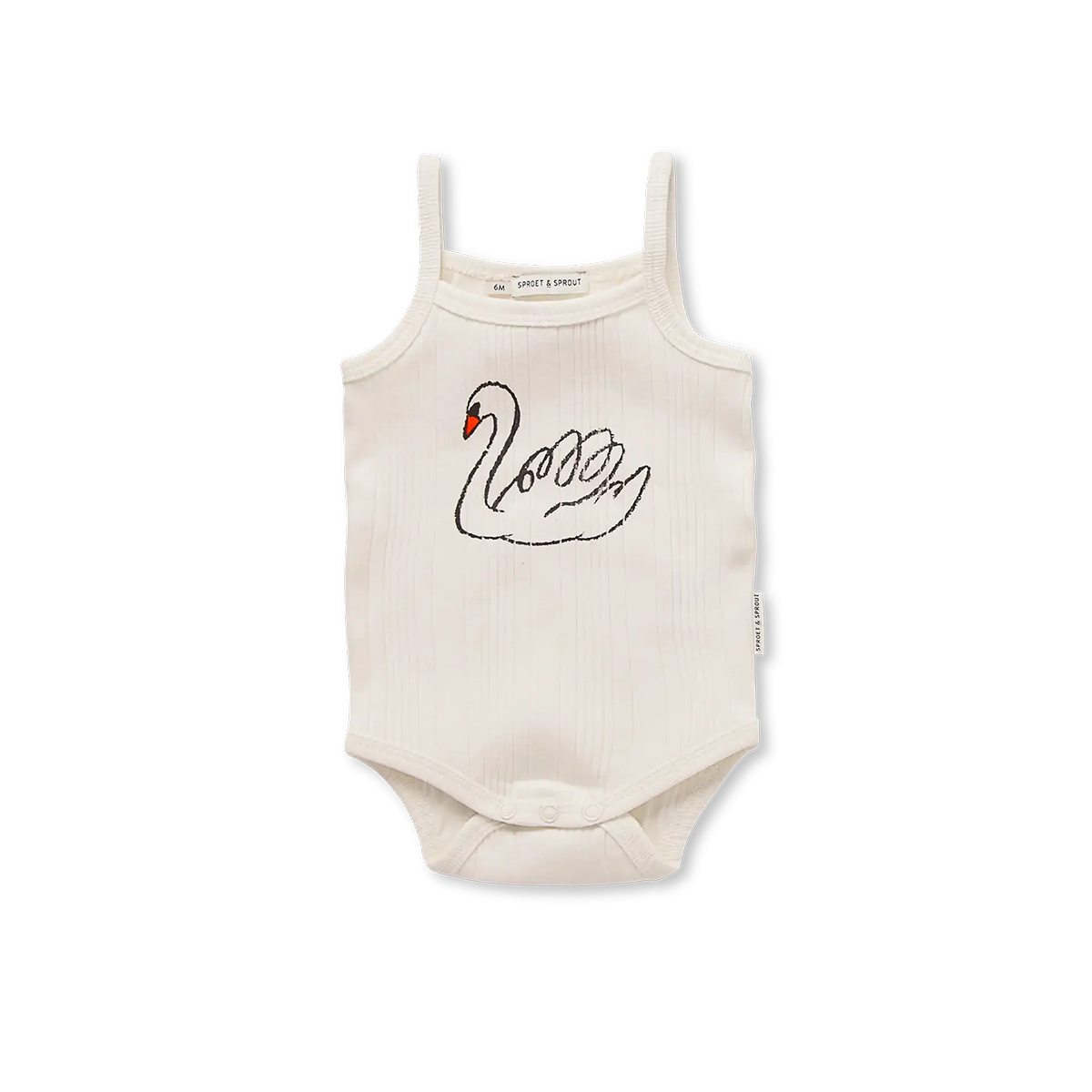 Sproet and Sprout Off-White Strap Romper Swan