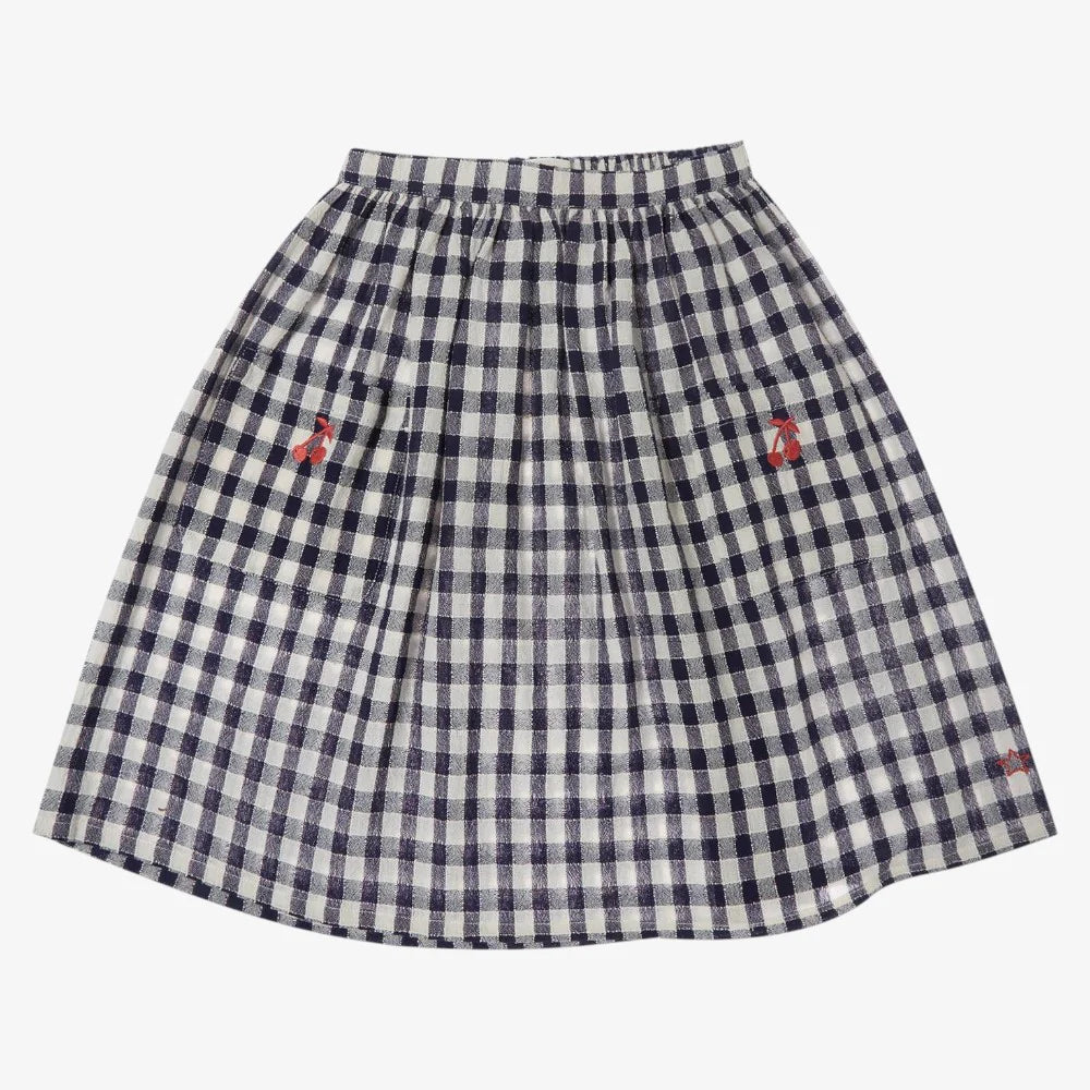 Tocoto Navy Vichy Check Skirt With Pockets