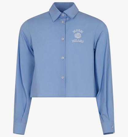 MSGM Light Blue Boxy Girls Poplin Shirt