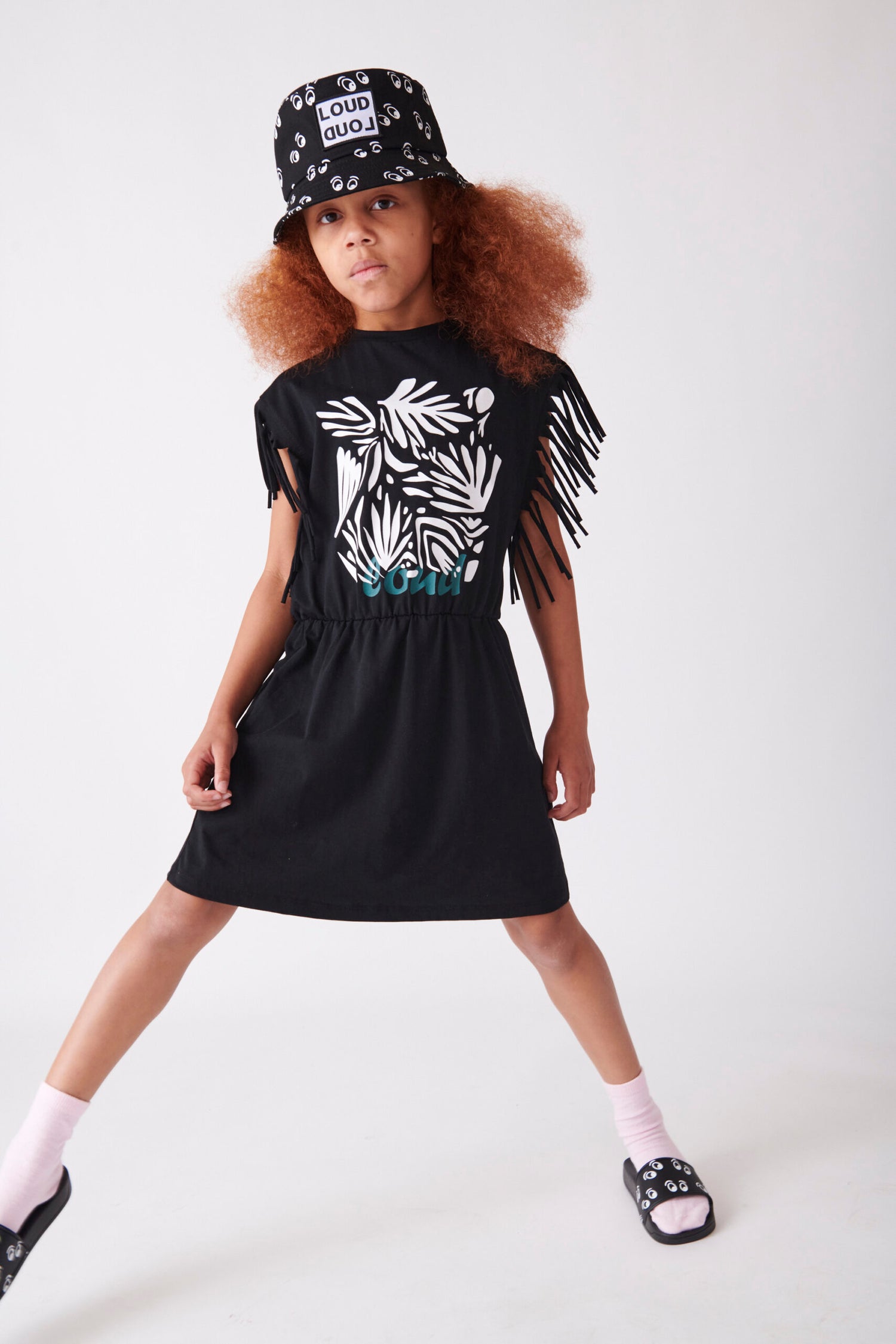 Loud Apparel Black with Floral Abrstract Graphic Mahalo Dress