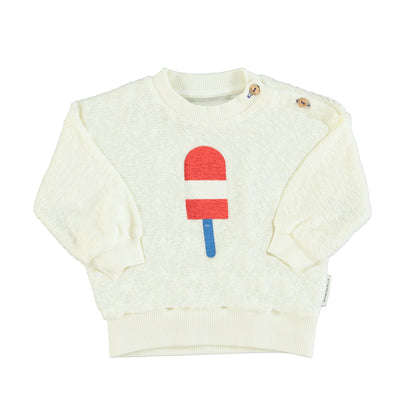 Piupiuchick Ecru with Ice Cream Graphic Sweatshirt