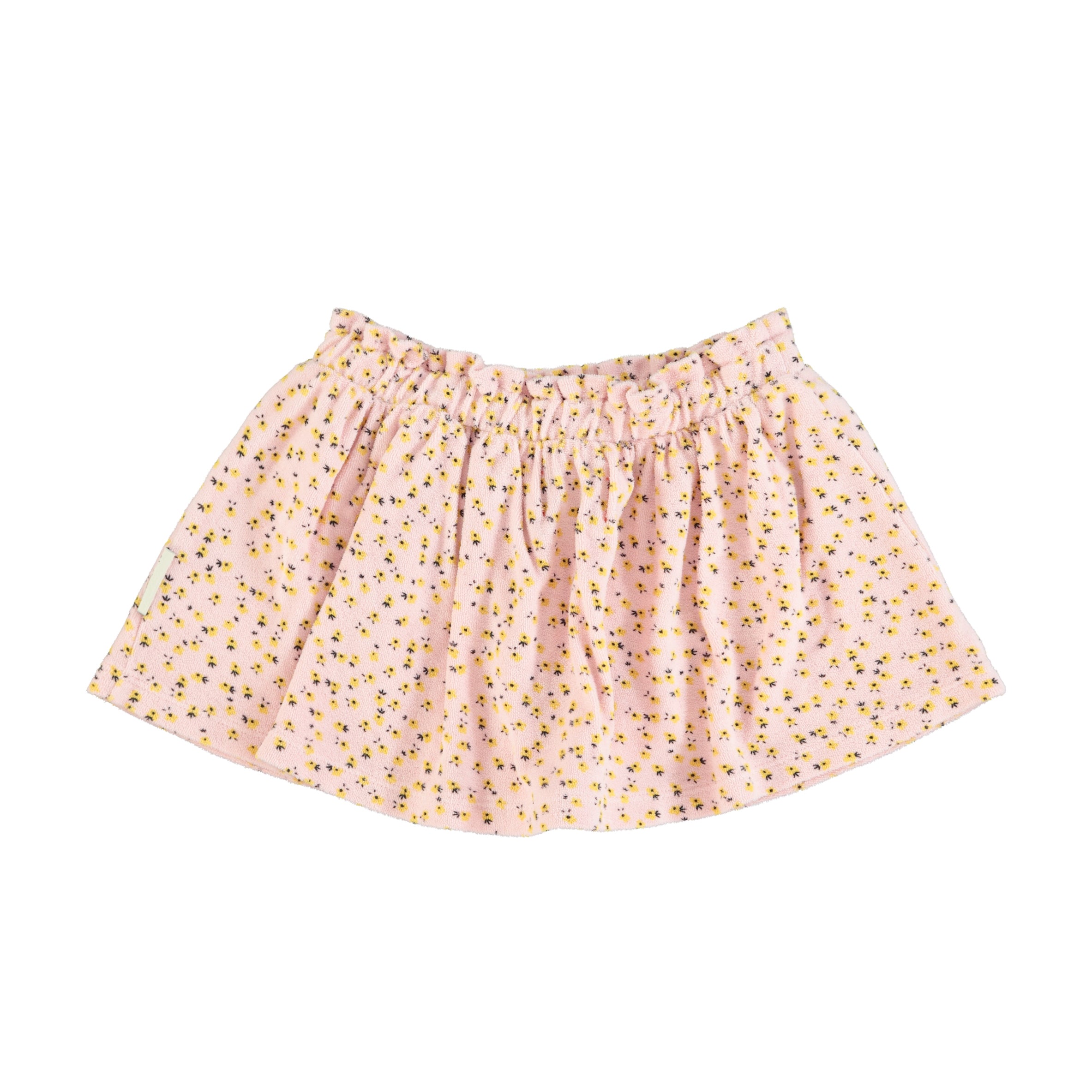 Piupiuchick Light Pink with Yellow Flowers Print Knee Length Skirt
