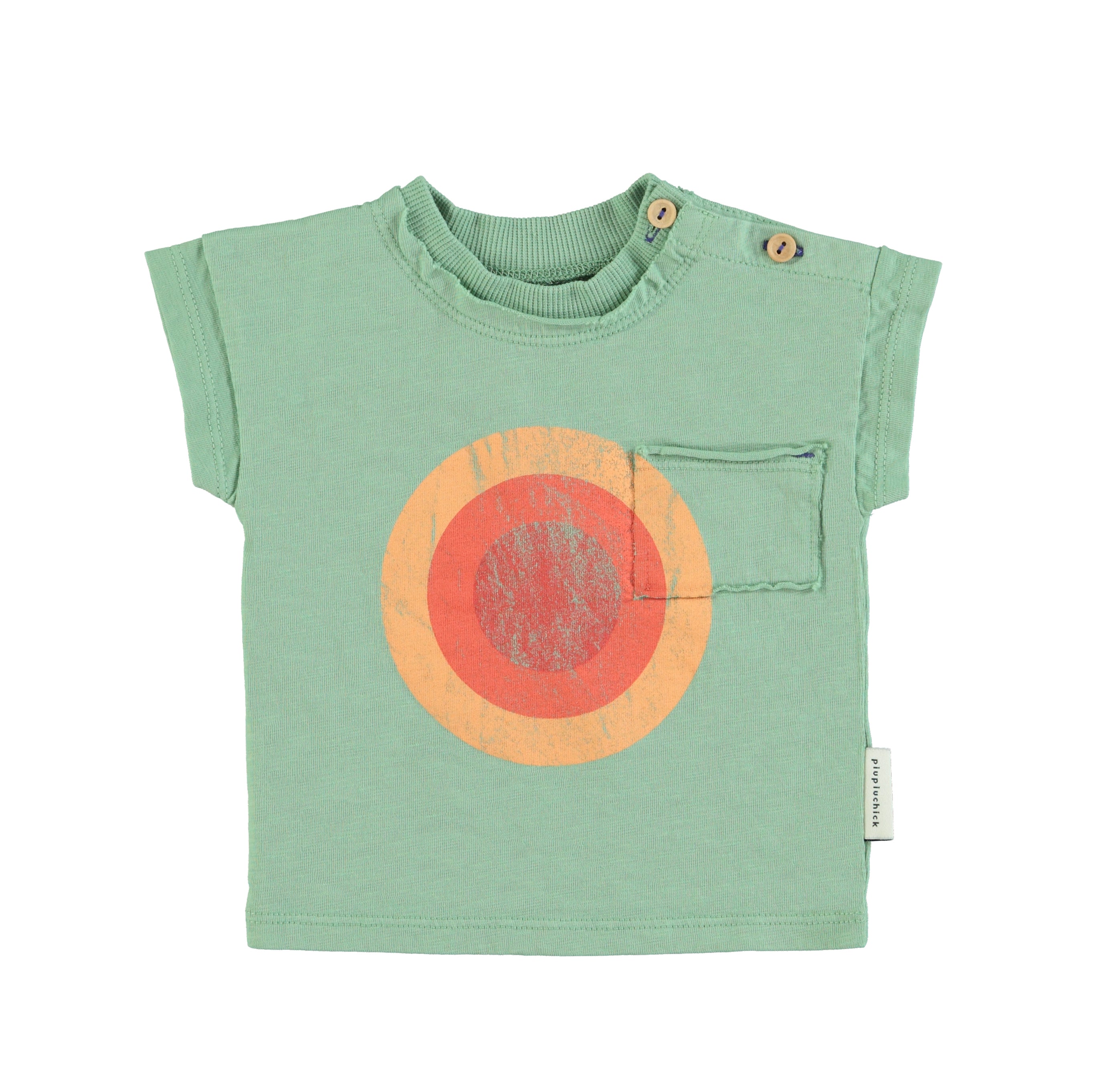 Piupiuchick Light Green with Multicolor Circle Graphic Tee Shirt
