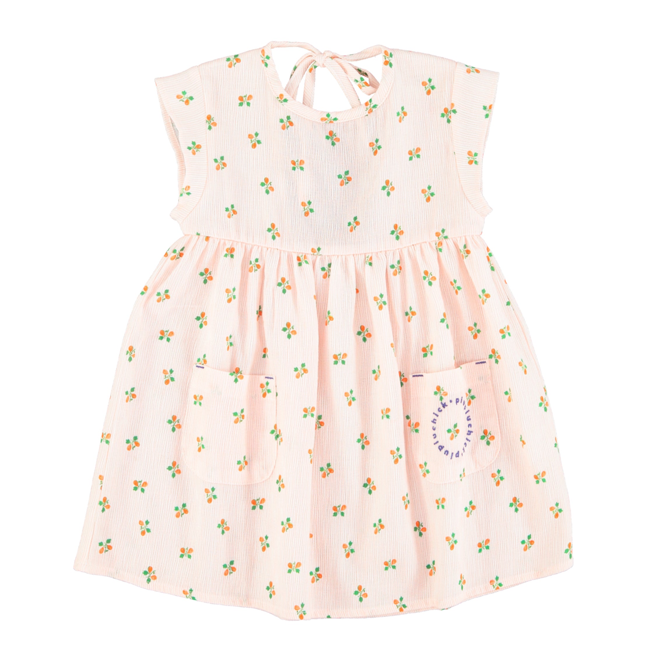 Piupiuchick Light Pink with Little Flowers Pocket Knee Length Dress