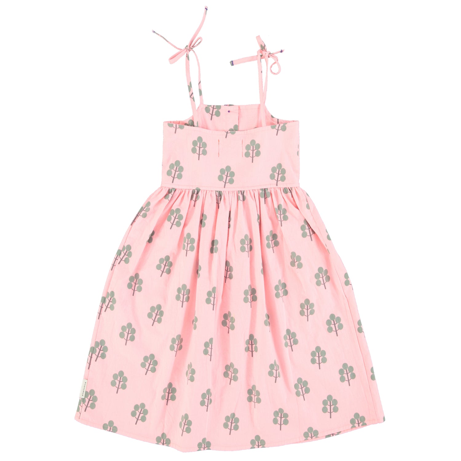 Piupiuchick Pink with Green Trees Print Long Pocket Dress