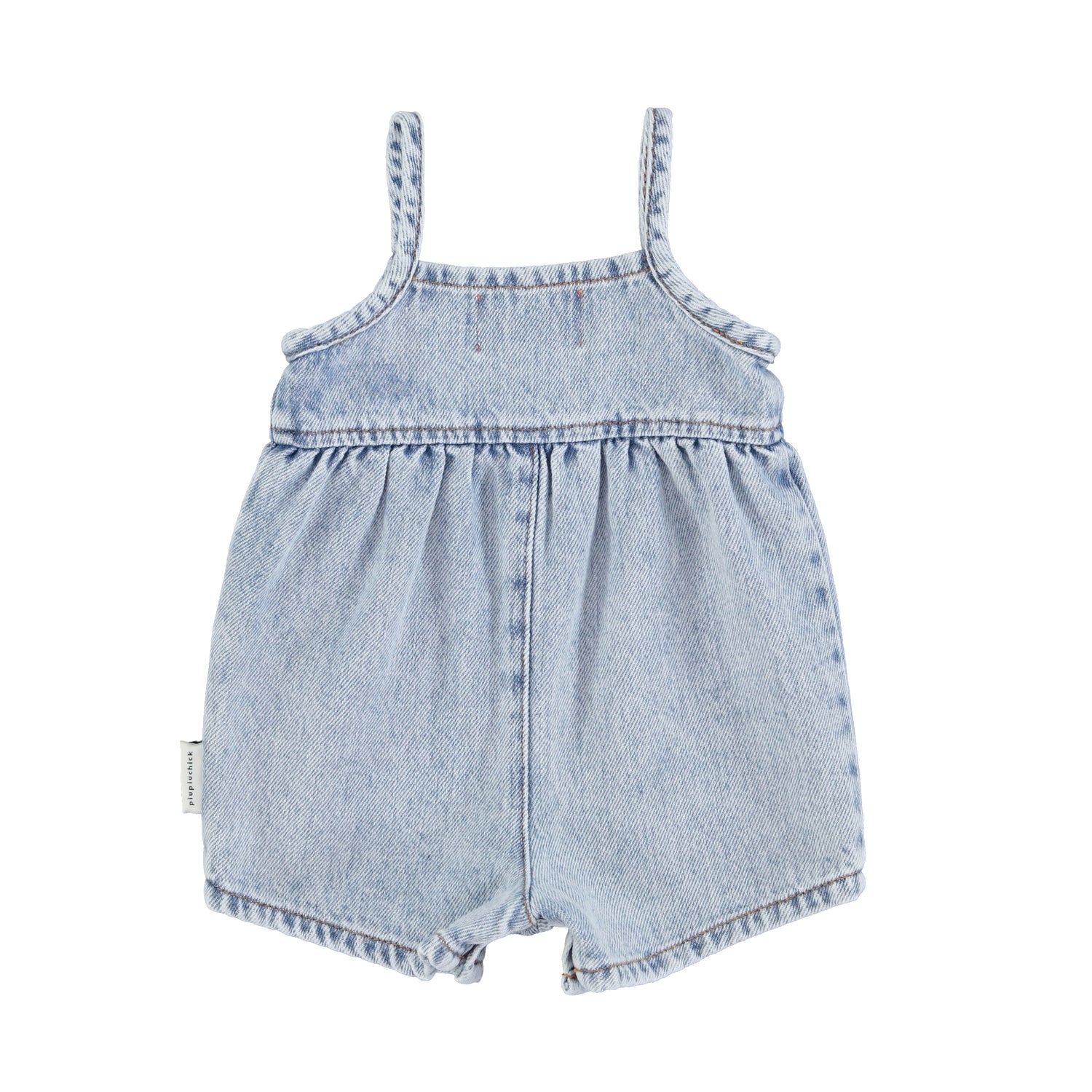 Piupiuchick Baby Washed Blue Denim Short Dungarees