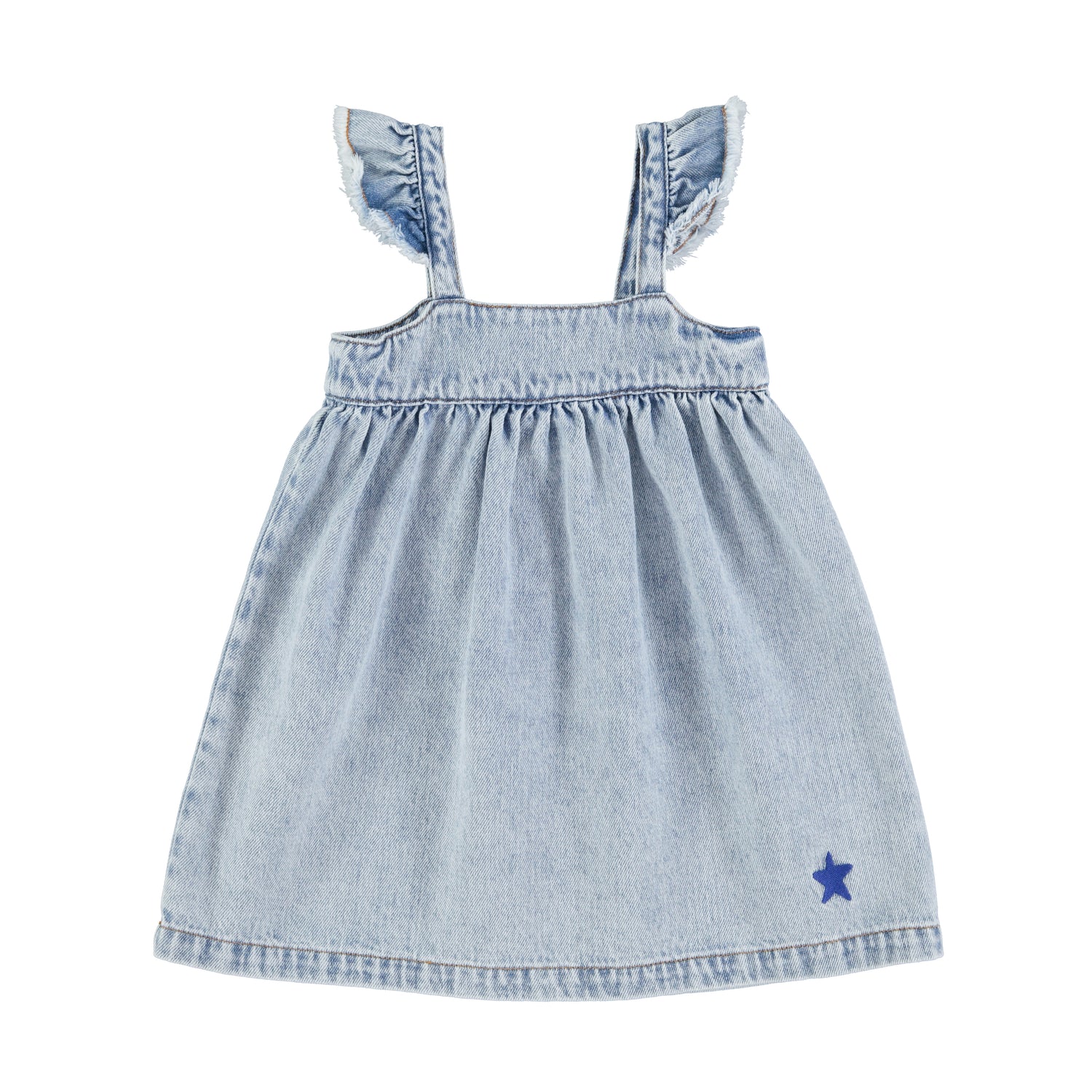 Piupiuchick Baby Washed Blue Denim Knee-Length Dress