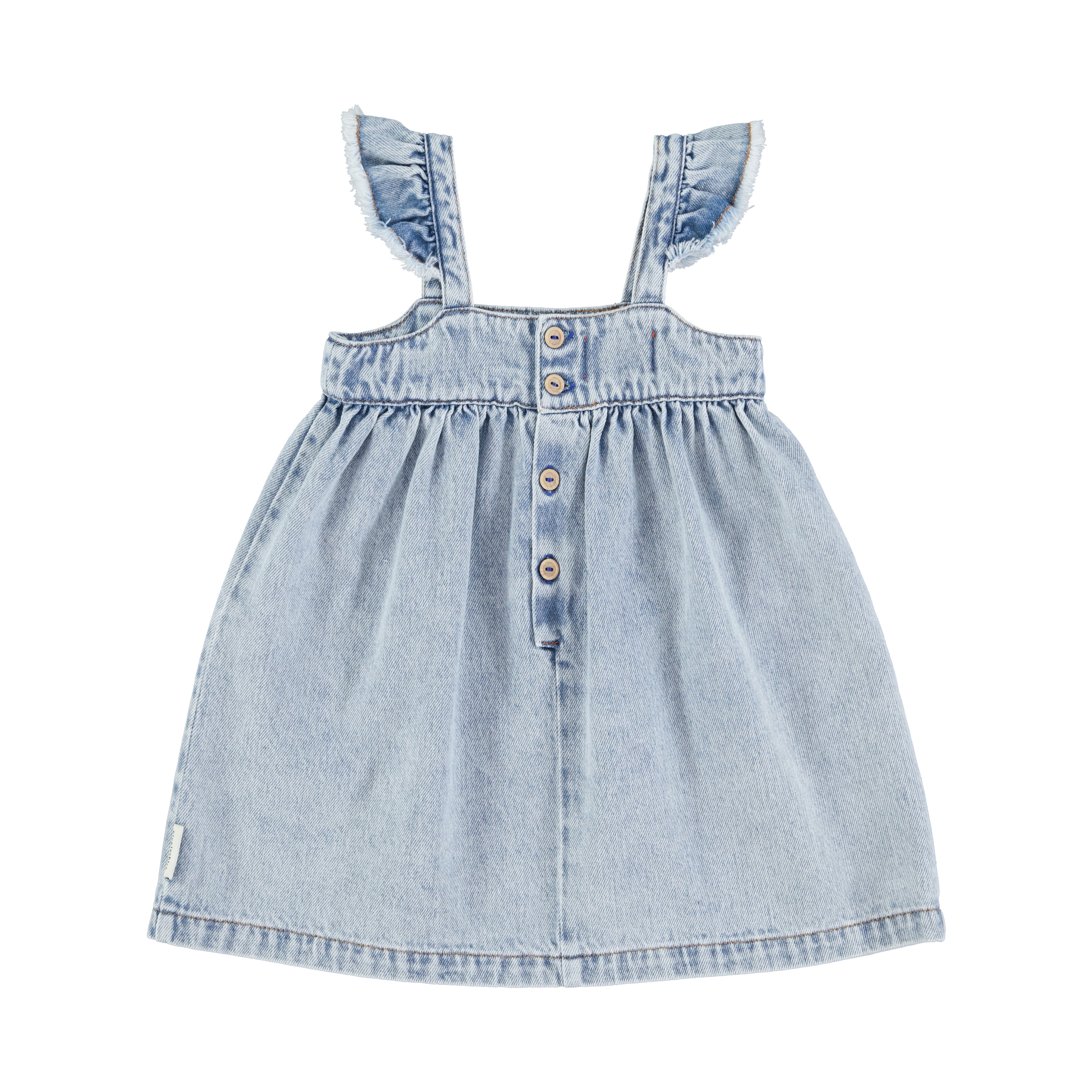 Piupiuchick Baby Washed Blue Denim Knee-Length Dress