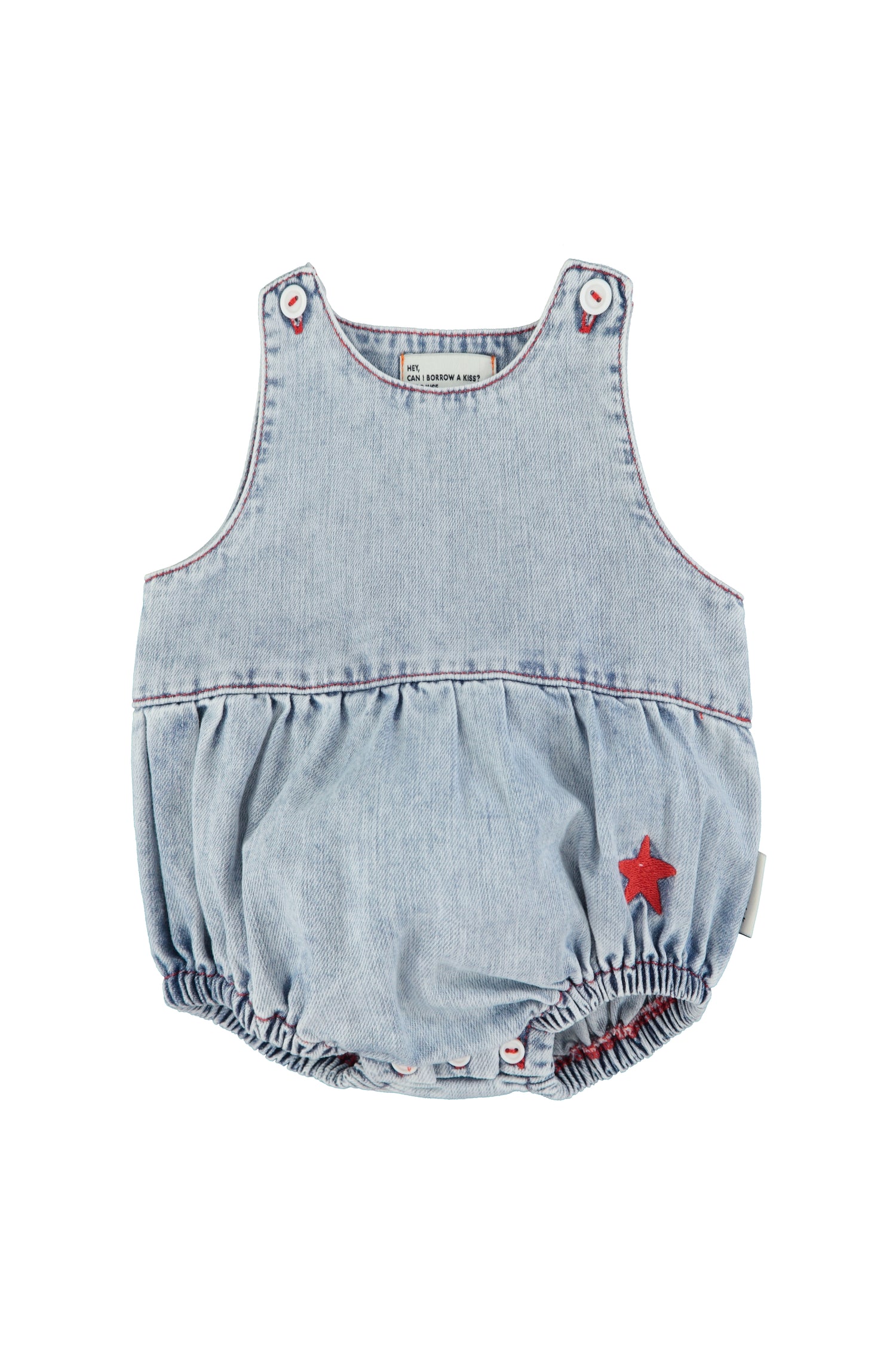 Piupiuchick Sleeveless Baby Romper Light Blue Denim