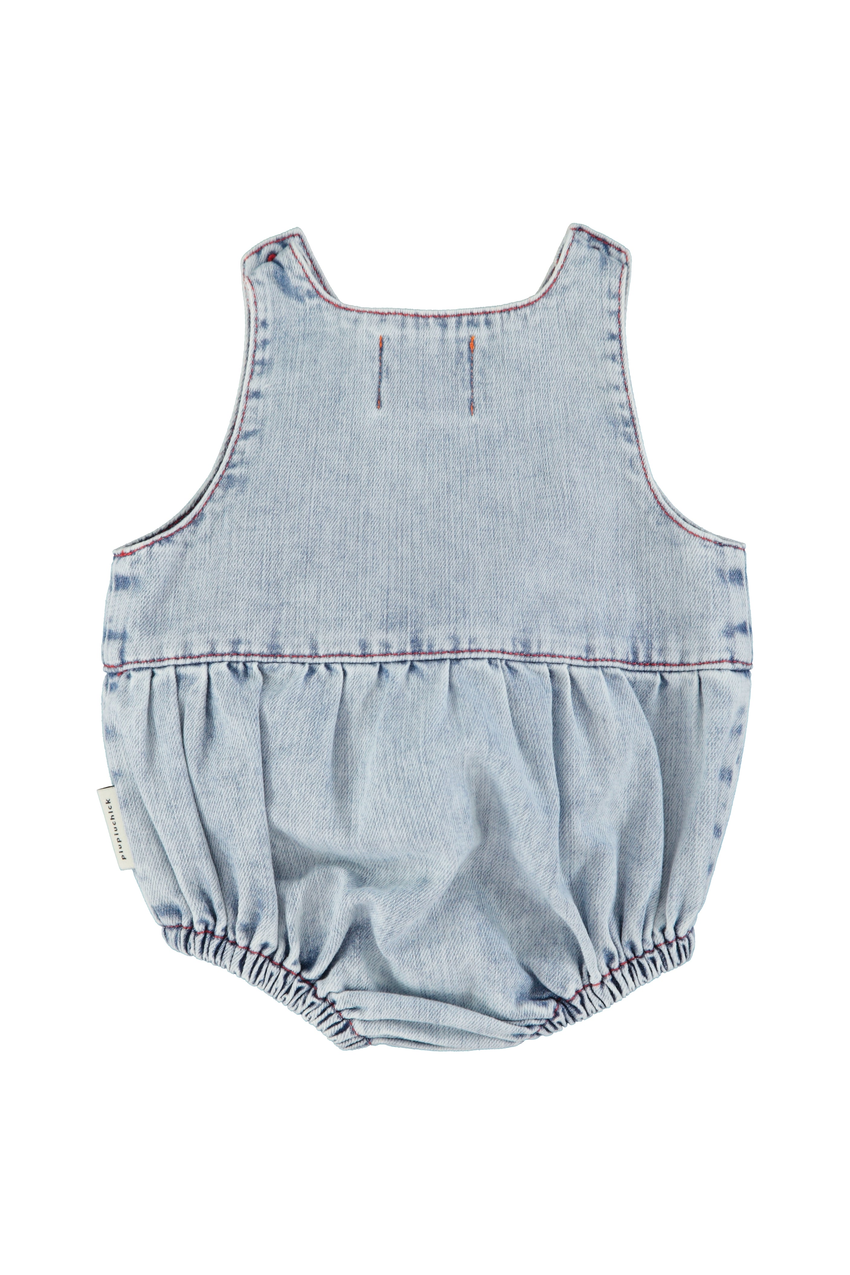Piupiuchick Sleeveless Baby Romper Light Blue Denim