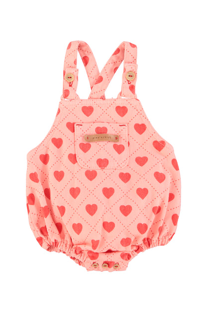 Piupiuchick Baby Romper Pink With Red Hearts