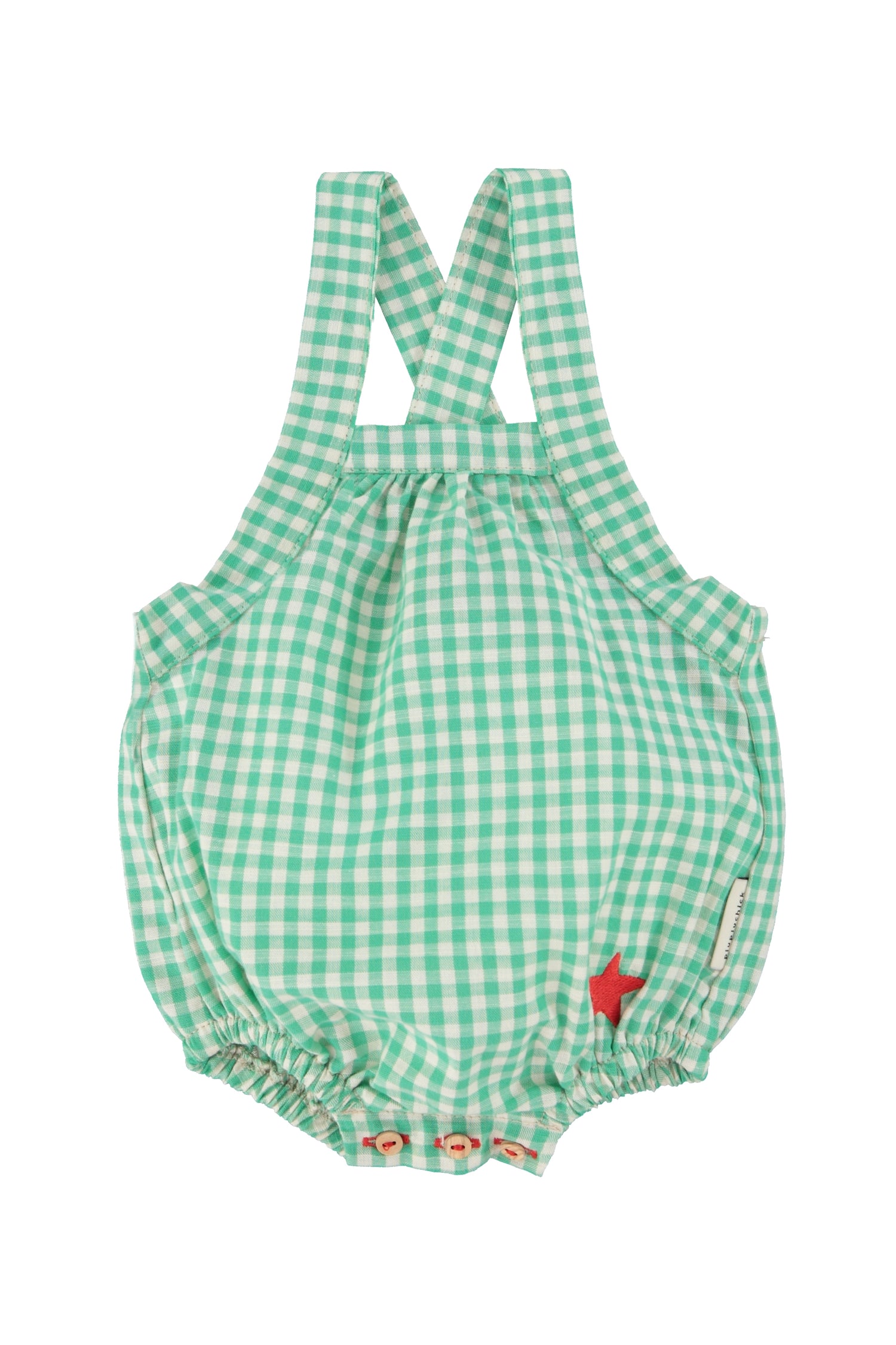 Piupiuchick Baby Romper Green &amp; Ecru Checkered